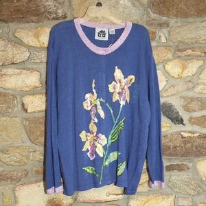 Storybook Knits Orchid Floral Button-down Sweater Cardigan